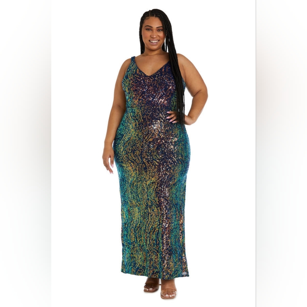 Nightway 22096W Long Evening Sequins Formal Dress SIZE 18W